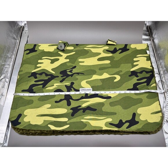 Carseat Canopy Camo Car Seat Cover Army Green Minky Dot Lining Baby Blanket - Picture 8 of 9
